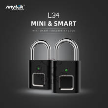 Anytek-cerradura de seguridad inteligente L34, candado recargable por USB, antirrobo, sin llave, con huella dactilar, para puerta, funda de equipaje 2024 - compra barato