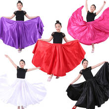 Falda de Flamenco para niñas, vestido de baile español, entrenamiento y competición, disfraz de actuación de coro para niños, faldas de Flamenco, novedad 2024 - compra barato