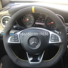 Cubierta de gamuza negra para volante de coche, decoración interior para Benz amg c200 e260l 350 c260g e3001, bricolaje 2024 - compra barato