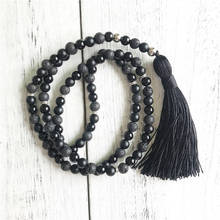 Black Onyx And Lava Stone Necklace Tassel Necklace Yoga Jewelry Prayer Beads Necklaces Black Men's Necklaces 2024 - buy cheap