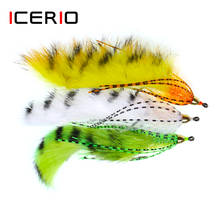 ICERIO 3PCS Brass Cone Heads Barred Zonker Streamers Flies Trout Bass Fishing Fly Lure Baits 1/0 2024 - buy cheap