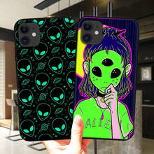 Cute Alien Space Phone Case For iPhone 11 12 Pro Max X XS XR 6 6S 7 8 Plus 5S SE 2020 12Pro 12Mini XSMax Black Silicone Cover 2024 - buy cheap