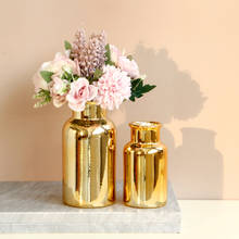Nordic Golden Ceramic + Electroplated Vase Arts Crafts Decoration  Flower Arrangement Crafts Creative Home Living Room Table Dec 2024 - buy cheap