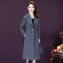 Casaco de lã justo com lapela, casaco de comprimento médio simples com lapela para outono e inverno 2024 - compre barato