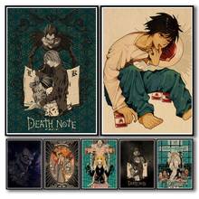 28 designs-adesivo de parede anime death note, pôster em papel quadrinho, arte abstrata para parede, bar, casa de café 2024 - compre barato