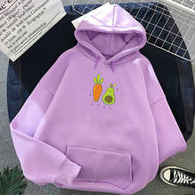 Sudadera con capucha Kawaii para chica, sudadera corta con estampado de zanahoria y aguacate, ropa de calle Kpop, chaqueta cálida Harajuku para mujer 2024 - compra barato