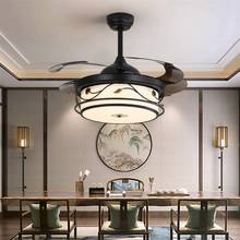 Sarok moderno ventilador de teto luz preto 220v 110v com controle remoto 3 cores led sala jantar quarto restaurante escritório 2024 - compre barato