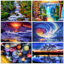 DIY 5D Diamond Painting Lakeside Scenery Waterfall Rhinestone Full Round Diamond Embroidery Cross Stitch Mosaic Decor Landscape 2024 - buy cheap