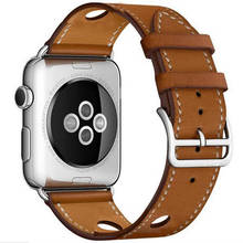 Кольцевая петля для iwatch, ремешок из кожи, 40 мм, 44 мм, для Apple Watch, ремешок 42 мм, 38 мм, серия 4, 3, 2, 1, серия 5 2024 - купить недорого