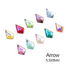 New 5.5x8mm Arrow Colorful Nail Rhinestones AB Shiny Nails Crystals Gold Flat Back Nail Art Jewelry Decoration Nail Accessory 2024 - buy cheap