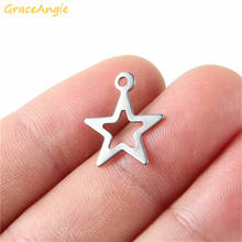 10pcs Hollow Five-star Stainless Steel Charms Bright Silver Plated 18*15 Stars Pendant Charm Fashion Earrings Bracelets Jewelry 2024 - buy cheap