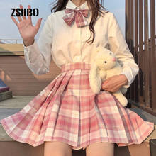 Uniformes escolares japoneses para mujer, minifalda plisada estilo Harajuku Preppy, de cintura alta, a cuadros, Kawaii 2024 - compra barato