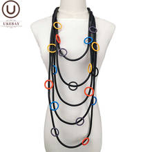 Ukebay nova colar de borracha artesanal designer de jóias de luxo feminino pingente redondo colares multicolorido roupas corrente para o casamento 2024 - compre barato