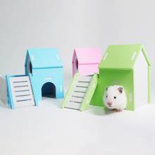 Casinha de madeira com dois andares, rato, animal, hamster, ninho, casa, pequeno, animal de estimação, brinquedo de escalada 2024 - compre barato