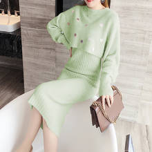 Women's Sets Two Piece Set Skirt Korean Self-cultivation Knitted Sequined Sweater Skirt 2 Piece Set Women Outfits Ensemble Femme 2024 - buy cheap