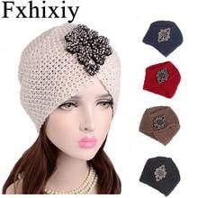 Muslim Women Cross Rhinestone Winter Warm Wool Knit Turban Hat Sleep Cancer Chemo Beanie Headwear Headwrap Hair Accessories 2024 - buy cheap