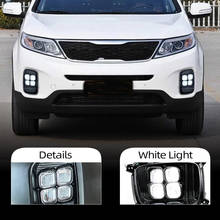 Car flashing 2PCS LED DRL Daytime Running Light Daylight Waterproof  fog lamp Cover car Styling lights For KIA Sorento 2013 2014 2024 - buy cheap