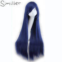 Simille Anime Long Straight Synthetic Wigs for Cosplay Blue White Black Green Red Party Heat Resistant Hair Wig Costume 80cm 2024 - buy cheap