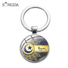 Newest Allah Ramadan Keychain Gift Middle East Arabic Muslim Islamic Eid Mubarak Pattern Glass Gem Religious Car Key Ring 2024 - buy cheap