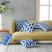 Cushion Covers Navy Geometric printed Decorative pillows Throw Pillow Cases For Sofa Seat Chair Microfiber 2024 - buy cheap
