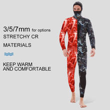 Traje de neopreno de camuflaje para hombre, de una pieza traje de buceo, cálido para invierno, para pesca submarina, 7MM, novedad 2024 - compra barato
