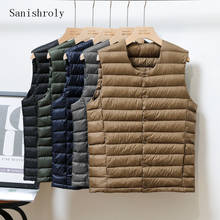 Sanishroly Two Wears Winter Men Ultra Light White Duck Down Vest Male Button V-Neck Sleeveless Waistcoat Jacket Plus Size 3XL 2024 - buy cheap