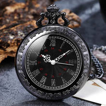 Relógio de bolso de quartzo, relógio com pingente de corrente, números romanos gravados a laser, preto, dourado, antigo, montre de bolso 2024 - compre barato