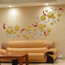 Casa parede pendurado resina folha de lótus peixe modelo artesanato decoração fundo da parede mural ornamentos sala de estar casamento adesivo de parede 2024 - compre barato