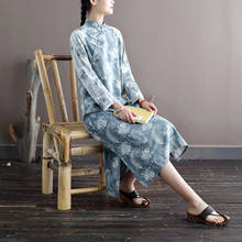 Женское платье-Ципао свободного кроя с принтом в стиле пэчворк, женское платье-Ципао, женское платье в китайском стиле ретро, весна-осень 2021 2024 - купить недорого