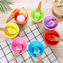 colour lovely kids Ice Cream Bowls Ice cream Cup Couples Bowl Dessert bowl a spoon Children Tableware Bol 2024 - buy cheap