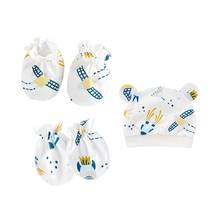 Luvas de algodão contra arranhões para bebês, boa qualidade, algodão macio, conjunto com chapéu, meias, confortável, kit de boné, acessórios para recém-nascidos 2024 - compre barato