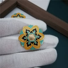 Broche de flor em esmalte azul antigo quadra europeia e americana broche feminino pino 2024 - compre barato