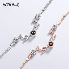 WYEAIIR-Pulseras ajustables de Plata de Ley 100 para mujer, con astas Visible en 925 idiomas 2024 - compra barato