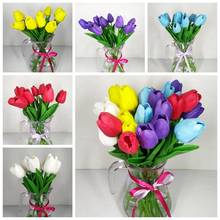 Tulipanes artificiales de tacto Real, ramo de flores artificiales para decoración de fiesta en casa, boda, 13,7 pulgadas (35cm) 2024 - compra barato