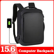 Mochila de laptop 15.6 "masculina, mochila para viagem ou empresarial para notebook, a prova d'água, escolar, com carregador usb 2024 - compre barato