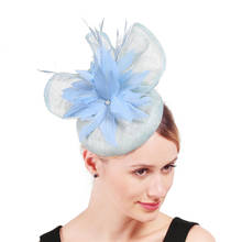 Sinamay chapéu 44 tridimensional de malha, 4 camadas azul claro e linho, acessórios femininos, chapéu elegante de alta qualidade 2024 - compre barato