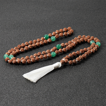 108Japamala Rudraksha Mala Beads плетеное ожерелье медитация Йога благословение ювелирные изделия мужские и женские очаровательные модные подвески с кисточкой 2024 - купить недорого