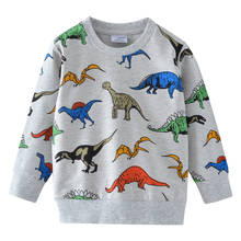 Толстовки для маленьких мальчиков детские толстовки с капюшоном с рисунком динозавра, одежда для детей от 2 до 7 лет, Осенние рубашки с длинными рукавами хлопковая детская одежда 2024 - купить недорого