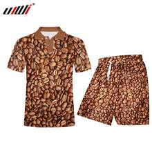 UJWI Summer Man Favorite Coffee Beans Polo Shirt 3D Plants Harajuku Casual  Two-piece Suit Loose Sleeveless Vest  Wholesale 2024 - buy cheap