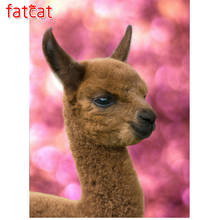 FATCAT-Pintura de diamantes de imitación redondos hechos a mano, Kits de punto de cruz 5d de Alpaca australiana, AE446 2024 - compra barato