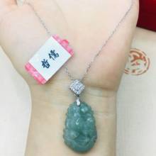 Natural Burmese Emerald Jade Carving Transfer Bead Pendant with 925 Sterling Silver Necklace Elegant Lady Jade Clavicle Chain 2024 - buy cheap