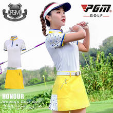 Комплекты PGM с юбкой для гольфа, женская футболка с коротким рукавом, тонкая плиссированная юбка, спортивный костюм, Женская дышащая спортивная одежда, одежда для гольфа 2024 - купить недорого
