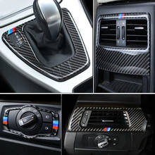 Fibra de carbono interior gearshift ar condicionado porta braço painel capa guarnição adesivo para bmw série 3 e90 e92 e93 acessórios 2024 - compre barato
