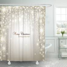 Estrella elegante de Navidad con copos de nieve y colocar cortinas de ducha doradas, tela de poliéster impermeable de 72x72 pulgadas con ganchos 2024 - compra barato