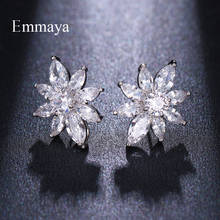 Emmaya For Women Geometry Symmetrical Style Stud Earring With AAA Zirconia Two Colors Distinctive Gift For Friend Popular Party 2024 - buy cheap