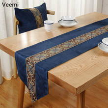Bordado de estilo chino para mesa de comedor, cubierta de bandera de mesa azul simple, color rojo liso con borlas, nuevo 2024 - compra barato