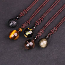 Natural Stones Necklaces & Pendants Crystal Transfer Lucky Round Ball Beads Lapis Tiger Eye Rope Chain Woman Men Charm Jewelry 2024 - buy cheap
