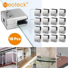 Neoteck 16 Pcs Stainless Steel Glass Clamp Square Clamp Holder Bracket Clip For Glass Shelf Handrails Silve For 8-10 mm glass M 2024 - buy cheap