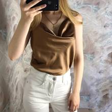 Bella Philiosophy Shirt Women Retail Satin Silk Ladies Solid Color Tank Top Summer Silk Cute Camis Tops casual female blusas 2024 - buy cheap