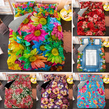 Funda nórdica de algodón con estampado de flores en 3D, juego de cama de 2/3 piezas, funda de almohada Floral para chicas, talla grande EU/US/AU/UK, individual, doble, Queen 2024 - compra barato